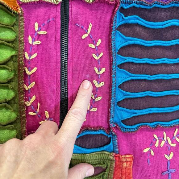 Shop Hippie Boho Hippie Multicolor Patchwork Hoodie Jacket Small 16 p2p - Picture 5 of 14